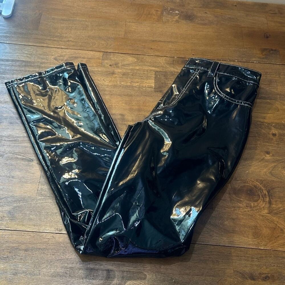 Dolls Kill x The Craft Shiny Black Vinyl Pants S (4-6) Whimsy Goth faux‑leather